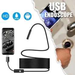 TELECAMERA ENDOSCOPICA 10 MT TYPE-C USB MINI USB F FLESSIBILE IMPERMEABILE 6 LED