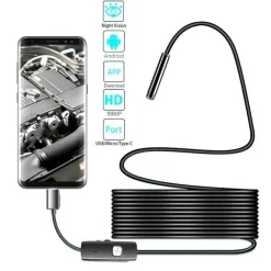 TELECAMERA ENDOSCOPICA 10 MT TYPE-C USB MINI USB F FLESSIBILE IMPERMEABILE 6 LED