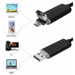 TELECAMERA ENDOSCOPICA 2 METRI TUBO FLESSIBILE USB 6 LED IMPERMEABILE ISPEZIONE