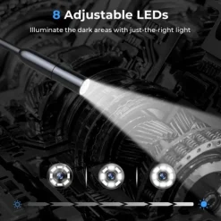 TELECAMERA ENDOSCOPICA ISPEZIONE CAVO 5MT IMMAGINE 1080P BATTERIA 2600MAH 8 LED