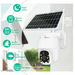 TELECAMERA ESTERNA FULL HD 1080P 5.0MP PTZ WIRELESS CON PANNELLO SOLARE WIFI