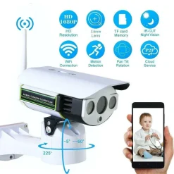 TELECAMERA ESTERNA IP CAMERA HD 1080p WIRELESS LED IR LAN MOTORIZZATA WIFI RETE
