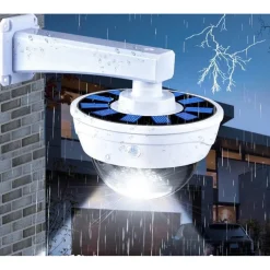 TELECAMERA FINTA CON PANNELLO SOLARE CON SENSORE DI MOVIMENTO 44LED FARETTO LUCE