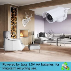 TELECAMERA FINTA DUMMY CON LED IR LAMPEGGIANTE CAMERA VIDEOSORVEGLIANZA STAFFA