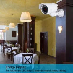 TELECAMERA FINTA DUMMY CON LED IR LAMPEGGIANTE CAMERA VIDEOSORVEGLIANZA STAFFA