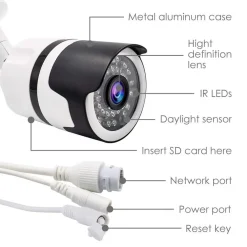 TELECAMERA IP CAMERA HD WIRELESS LED IR INFRAROSSI IPCAM TF 36 LED ESTERNO