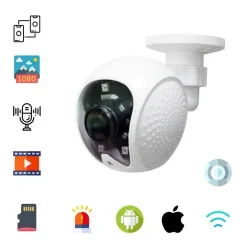 TELECAMERA IP CAMERA P2P WIFI FULL HD SD LAN CON SIRENA ALLARME SICUREZZA 19Q