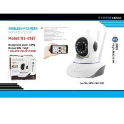 TELECAMERA IP CAMERA WIRELESS MOTORIZZATA INTERNO CONTROLLO APP MAXTECH TEL-D007