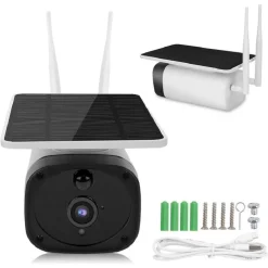 TELECAMERA 1080P WIFI WIRELESS CCTV PANNELLO SOLARE VISIONE NOTTURNA IR ALLARME