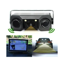 TELECAMERA RETROMARCIA CON SENSORE DI PARCHEGGIO 2 LED ANGOLO 170° NOTTURNA