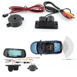 TELECAMERA RETROMARCIA CON SENSORE DI PARCHEGGIO 2 IN 1 ANGOLO 170° NOTTURNA