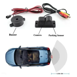 TELECAMERA RETROMARCIA CON SENSORE DI PARCHEGGIO 2 IN 1 ANGOLO 170° NOTTURNA