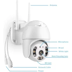 TELECAMERA WIFI DOME PTZ IP CAMERA SORVEGLIANZA 1080P 2MP AUDIO BIDIREZIONALE