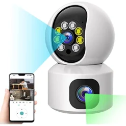 TELECAMERA WI-FI DOPPIA VIDEOCAMERA DI SORVEGLIANZA MOTORIZZATA 360° IP44 APP