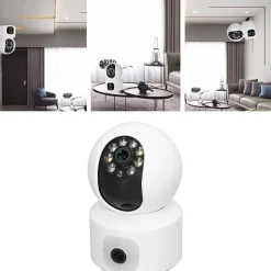 TELECAMERA WI-FI DOPPIA VIDEOCAMERA DI SORVEGLIANZA MOTORIZZATA 360° IP44 APP