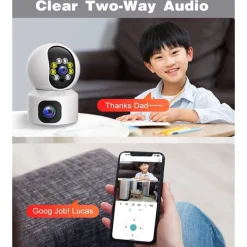 TELECAMERA WI-FI DOPPIA VIDEOCAMERA DI SORVEGLIANZA MOTORIZZATA 360° IP44 APP