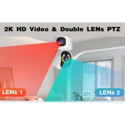 TELECAMERA WI-FI DOPPIA VIDEOCAMERA DI SORVEGLIANZA MOTORIZZATA 360° IP44 APP