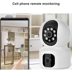 TELECAMERA WI-FI DOPPIA VIDEOCAMERA DI SORVEGLIANZA MOTORIZZATA 360° IP44 APP