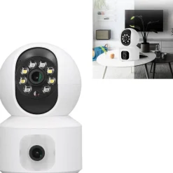 TELECAMERA WI-FI DOPPIA VIDEOCAMERA DI SORVEGLIANZA MOTORIZZATA 360° IP44 APP