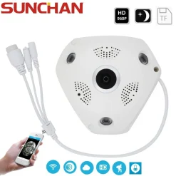 TELECAMERA WIFI PANORAMICA IP GRANDANGOLO 360° VRCAM FISHEYE 4 TELECAMERE IN 1