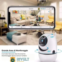 TELECAMERA WI-FI VIDEOCAMERA DI SORVEGLIANZA ROTAZIONE 360° IP CAM BABY MONITOR