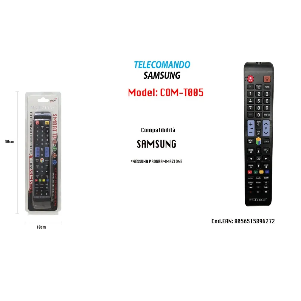 TELECOMANDO COMPATIBILE PER TV SAMSUNG TELEVISORI PROGRAMMATO MAXTECH COM-T005