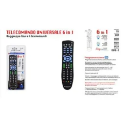 TELECOMANDO UNIVERSALE 6 IN 1 TV-DVD-VCR-SAT-DVB-T-AUX PILE AAA MAXTECH COM-T001