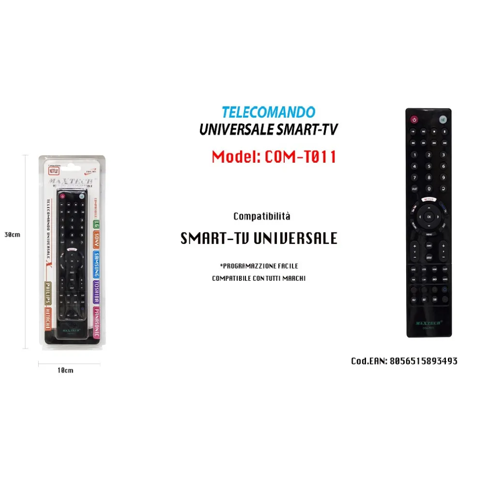 TELECOMANDO UNIVERSALE COMPATIBILE SERIETV YOU TUBE TV SMART 3D MAXTECH COM-T011