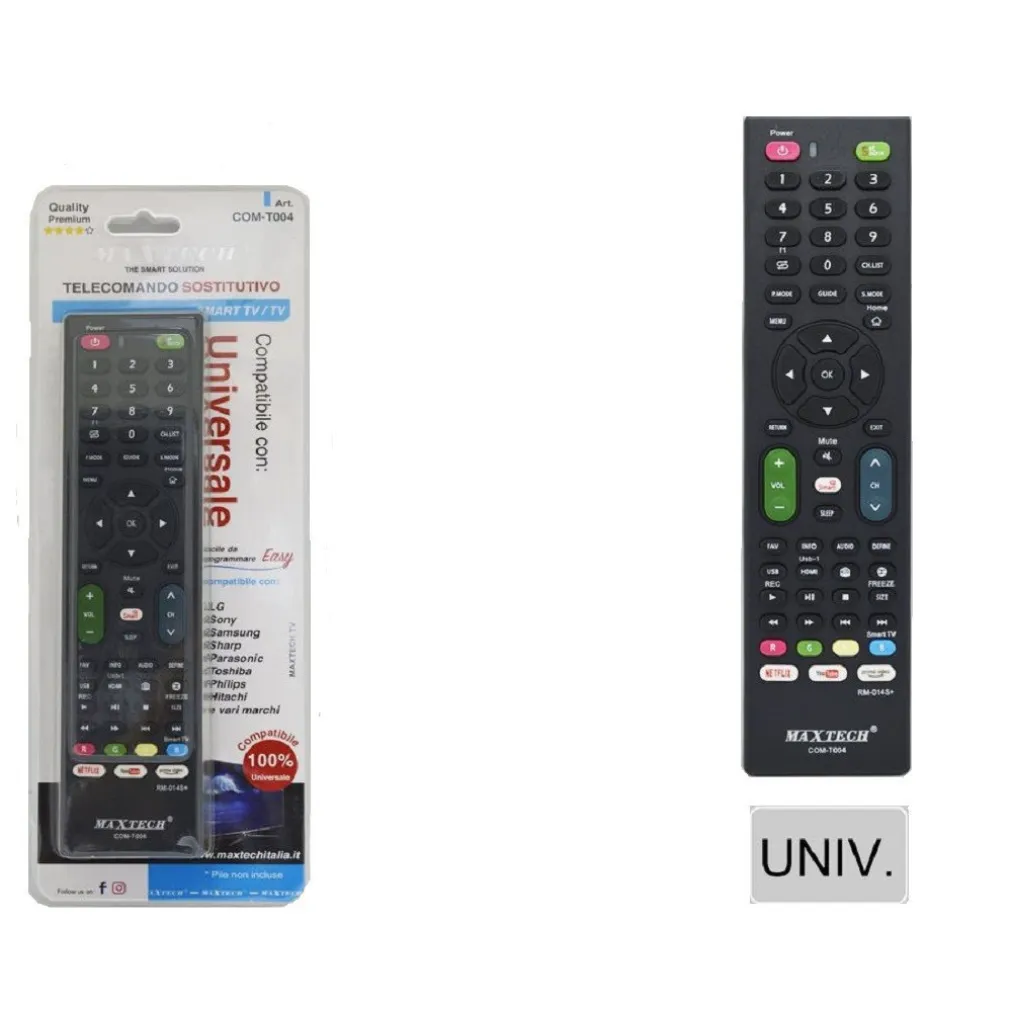 TELECOMANDO UNIVERSALE SOSTITUTIVO SMART TV / TV FACILE DA PROGRAMMARE COM-T004