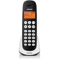 TELEFONO CORDLESS BRONDI ADARA BIANCO NERO RETROILLUMINATO CON SVEGLIA VIVAVOCE