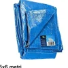 TELO COPRI AUTO MOTO COPRITUTTO 5X6MT IN POLIETILENE COLORE BLU IMPERMEABILE
