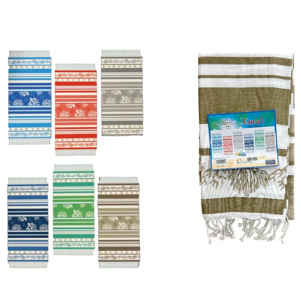 TELO MARE CORALLO ASCIUGAMANO SOTTILE SPORT SPIAGGIA PISCINA VARI COLORI 90X170