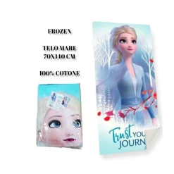 TELO MARE IN COTONE ELSA DI FROZEN ASCIUGAMANO CON PERSONAGGIO MARE PISCINA