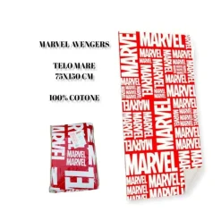 TELO MARE IN COTONE MARVEL AVENGERS ROSSO ASCIUGAMANO MARE PISCINA BAMBINI