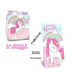 TELO MARE IN COTONE UNICORNI + SACCA IN OMAGGIO ASCIUGAMANO MARE PISCINA BAMBINE