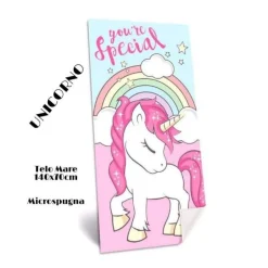 TELO MARE IN COTONE UNICORNI + BORSA MARE COORDINATA ASCIUGAMANO MARE PISCINA