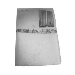 TENDA BIANCA GLITTER DIAMANTE 140X280CM A PANNELLO CON 8 ANELLI PER ARREDO