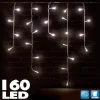 TENDA CASCATA LUMINOSA 160 LED BIANCO CALDO 230 CM DECORAZIONI NATALIZIE LUCI