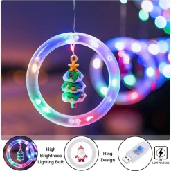 TENDA CATENA LUMINOSA 3MT USB LUCI NATALE TELECOMANDO 10 ADDOBBI NATALIZI FINESTRA