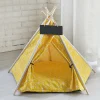 TENDA CUSCINO PIEGHEVOLE GIALLO GRANDE ANIMALI DOMESTICI GATTO CANE 60X60X90CM
