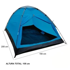 TENDA DA CAMPEGGIO PER 2 PERSONE LEGGERA PORTATILE BORSA TRASPORTO 205X150X105CM 016567