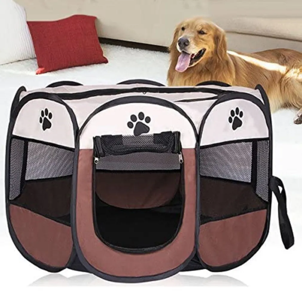 TENDA DA CAMPEGGIO PIEGHEVOLE PER ANIMALI GABBIA CANI CUCCE OTTAGONO 100X100 CM