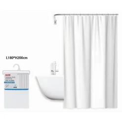 TENDA DA DOCCIA IMPERMEABILE PEVA BIANCA 12 GANCI 180 X 200CM ARREDO BAGNO 69809