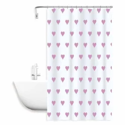 TENDA DA DOCCIA VASCA BAGNO IMPERMEABILE 12 GANCI CON CUORI ROSA 240X200CM 87092