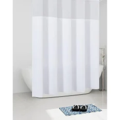 TENDA DA DOCCIA VASCA BAGNO PEVA CON 12 GANCI 180X200CM TRASPARENTE BIANCO 69491