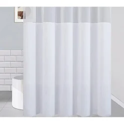 TENDA DA DOCCIA VASCA BAGNO PEVA CON 12 GANCI 180X200CM TRASPARENTE BIANCO 69491