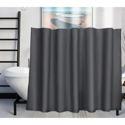TENDA DA DOCCIA VASCA BAGNO PEVA CON 12 GANCI 180X200CM TRASPARENTE GRIGIO 69493