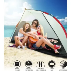 TENDA DA SPIAGGIA RAMBLE 2 ADULTI 200X100X100CM CON TASCHE BORSA TRASPORTO 68001
