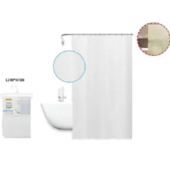 TENDA DOCCIA ANTIMUFFA IMPERMEABILE 240X180 CM ANELLI BIANCA TEXTURE ROMBI 59816