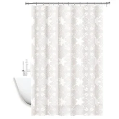 TENDA DOCCIA ANTIMUFFA IMPERMEABILE 180X200CM ANELLI BAGNO BIANCA MAIOLICA 69511